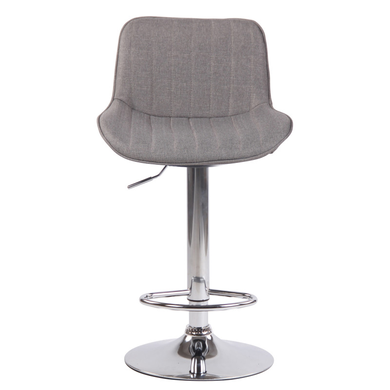 Tabouret de bar Lentini en tissu chromé gris