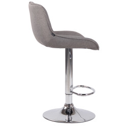 Tabouret de bar Lentini en tissu chromé gris