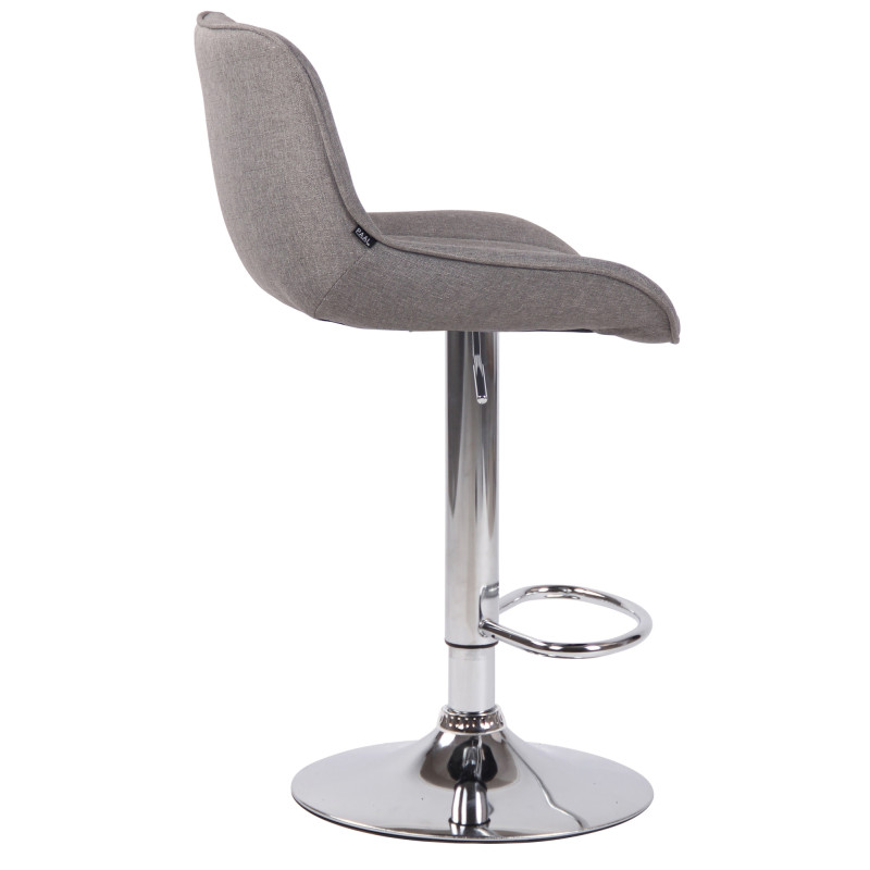 Tabouret de bar Lentini en tissu chromé gris