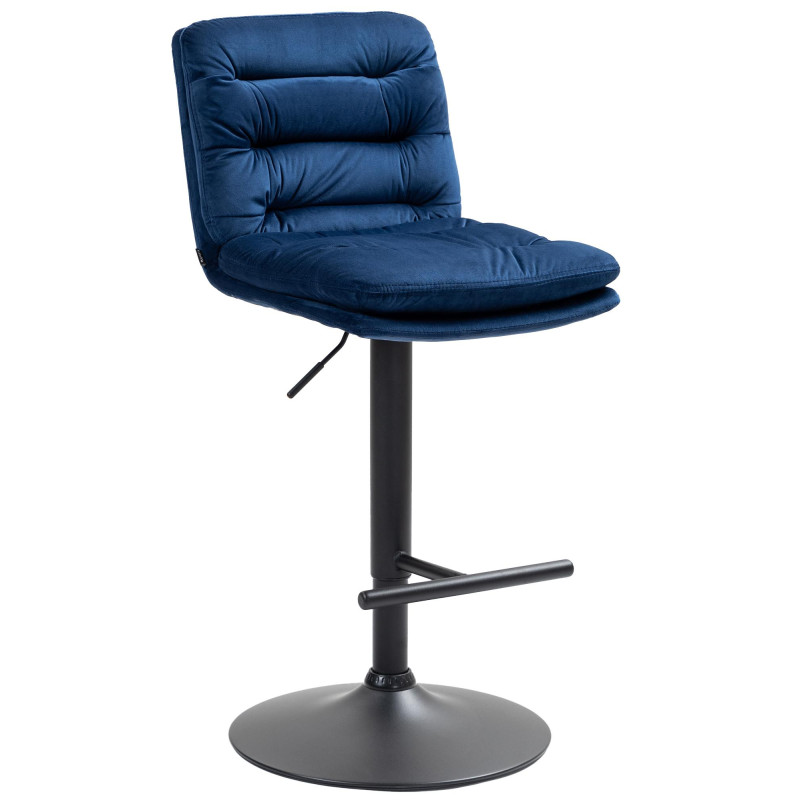 Tabouret de bar Damar velours noir bleu
