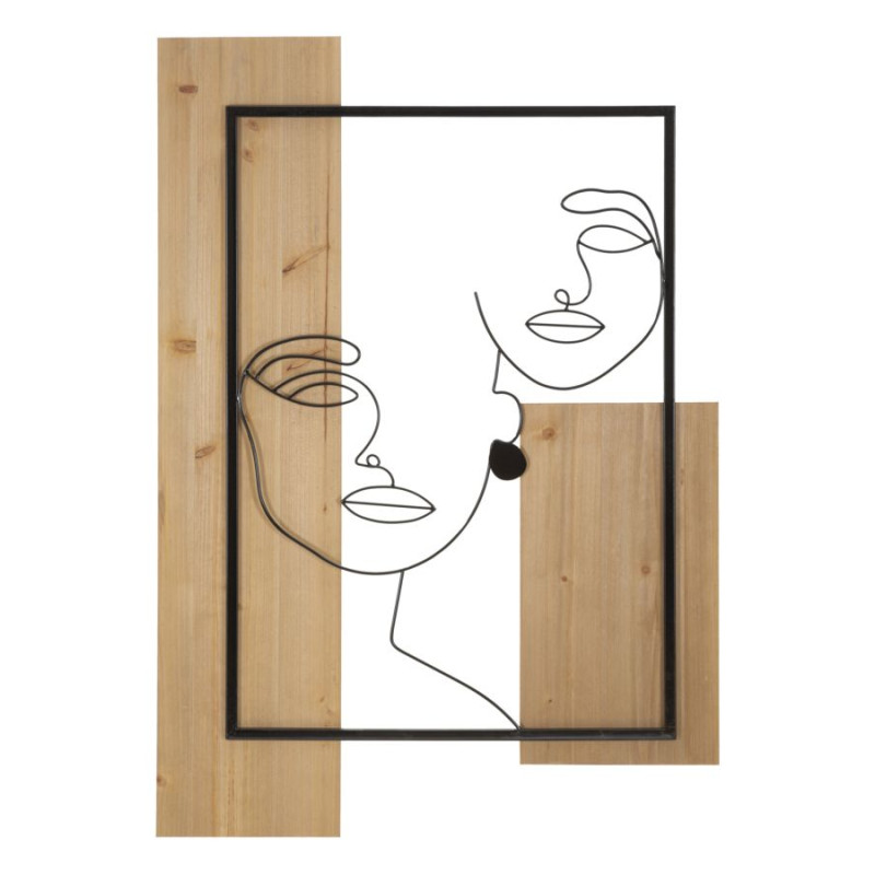 PANNEAU MURAL FACES FER ET BOIS CM 63X2X90