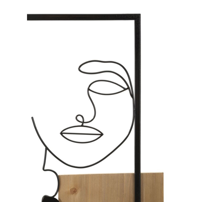 PANNEAU MURAL FACES FER ET BOIS CM 63X2X90
