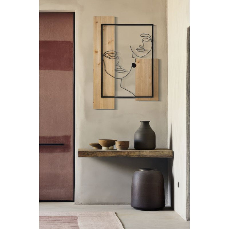 PANNEAU MURAL FACES FER ET BOIS CM 63X2X90