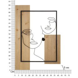 PANNEAU MURAL FACES FER ET BOIS CM 63X2X90