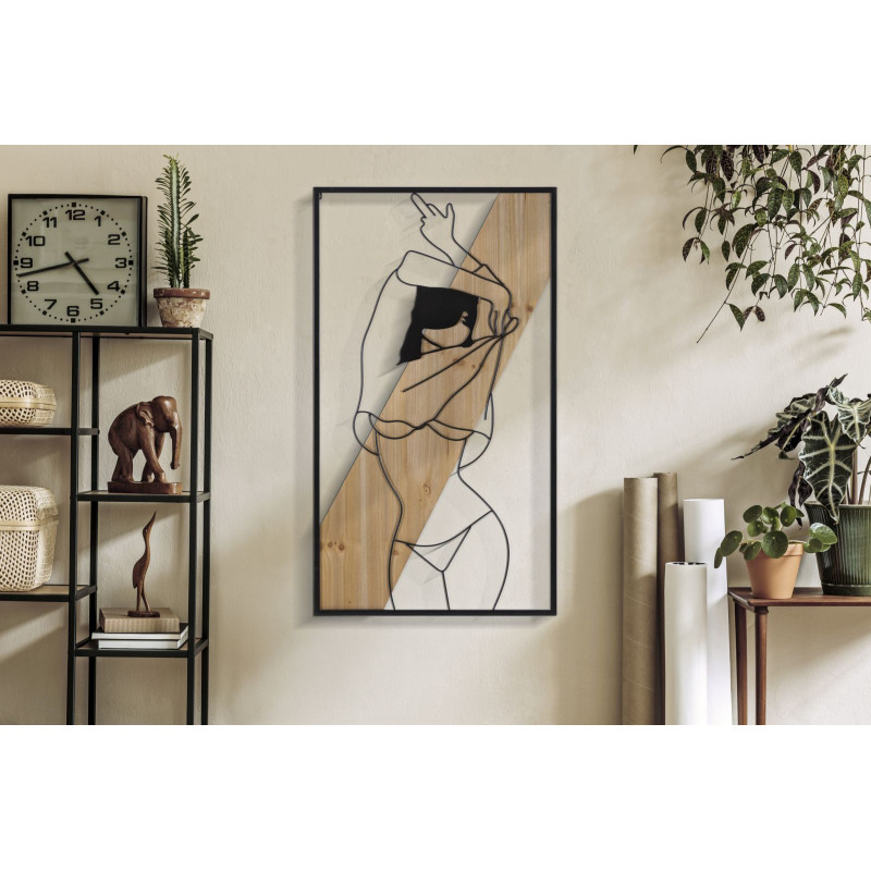 PANNEAU MURAL À BANDES -A- FER ET BOIS CM 50X2X90