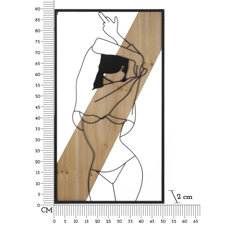 PANNEAU MURAL À BANDES -A- FER ET BOIS CM 50X2X90