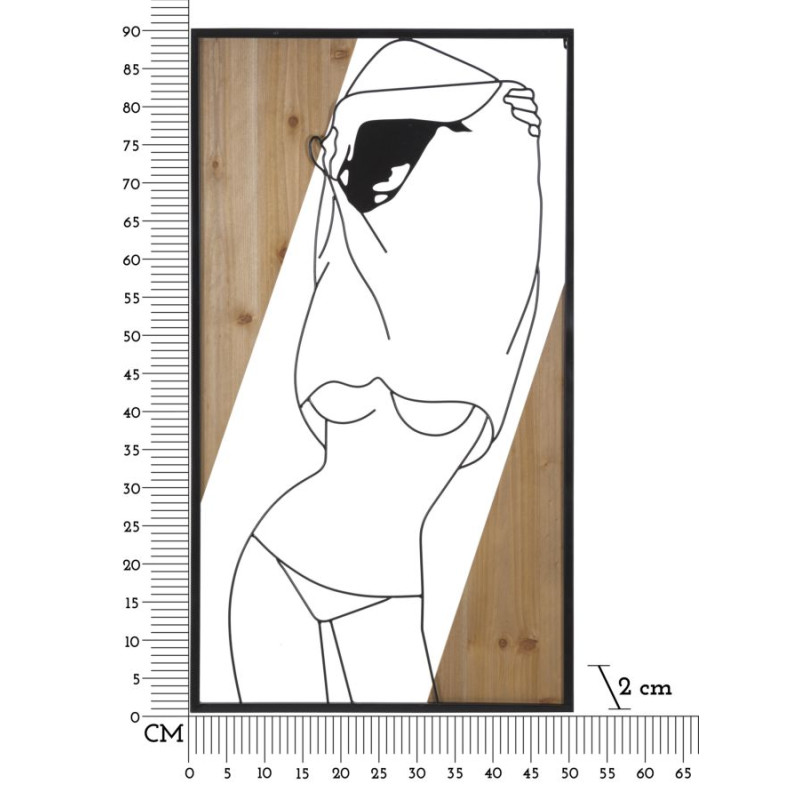 PANNEAU MURAL BANDE -B- FER ET BOIS CM 50X2X90