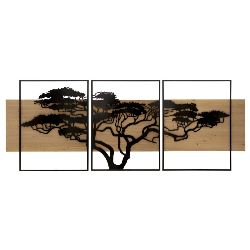 ENSEMBLE DE PANNEAUX MURAUX EN FER ET BOIS LAGOS 3 PIÈCES CM 204X2X80 (72X2X80-60X2X80)