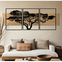 ENSEMBLE DE PANNEAUX MURAUX EN FER ET BOIS LAGOS 3 PIÈCES CM 204X2X80 (72X2X80-60X2X80)