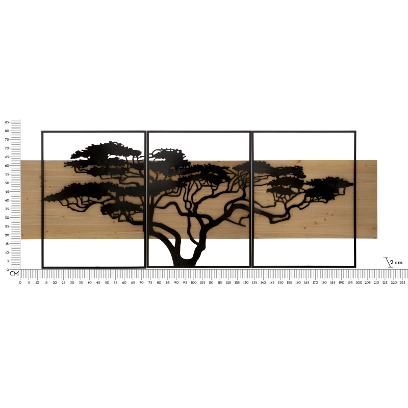 ENSEMBLE DE PANNEAUX MURAUX EN FER ET BOIS LAGOS 3 PIÈCES CM 204X2X80 (72X2X80-60X2X80)
