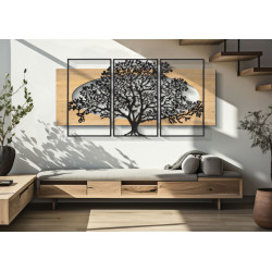 PANNEAU MURAL ARBRE FER ET BOIS ENSEMBLE 3PCS CM 176X2X90 (63X2X90-50X2X90)