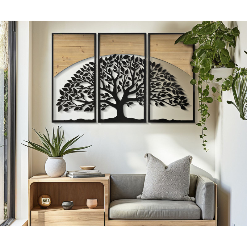 PANNEAU MURAL ARC FER ET BOIS ENSEMBLE 3PCS CM 105X2X70 (35X2X70)