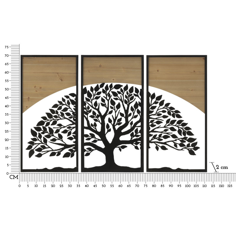 PANNEAU MURAL ARC FER ET BOIS ENSEMBLE 3PCS CM 105X2X70 (35X2X70)