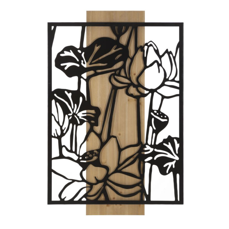 PANNEAU MURAL LOTUS FER ET BOIS CM 60X2X90