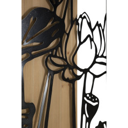 PANNEAU MURAL LOTUS FER ET BOIS CM 60X2X90