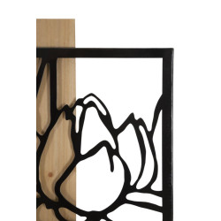 PANNEAU MURAL LOTUS FER ET BOIS CM 60X2X90