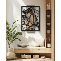 PANNEAU MURAL LOTUS FER ET BOIS CM 60X2X90