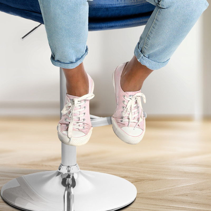 Sgabello da bar in velluto cromato blu Damar