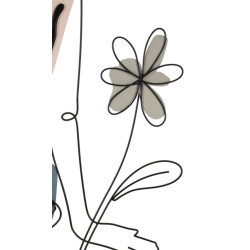 PANNEAU MURAL DAME AVEC FLEUR CM 80X1,3X90