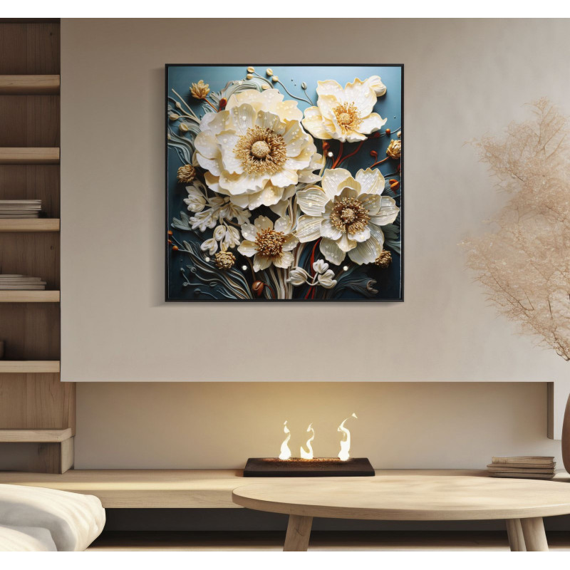 PEINTURE SUR TOILE LAQUÉE NARCY -N- AVEC CADRE CM 82X4X82