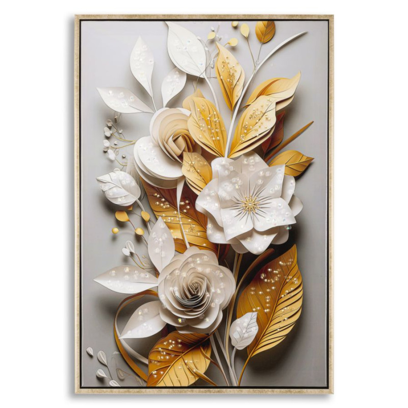 PEINTURE SUR TOILE LAQUÉE FLORA AVEC CADRE CM 42X3,5X62