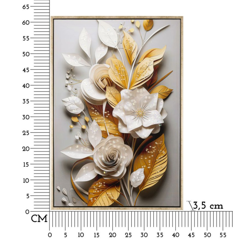 PEINTURE SUR TOILE LAQUÉE FLORA AVEC CADRE CM 42X3,5X62