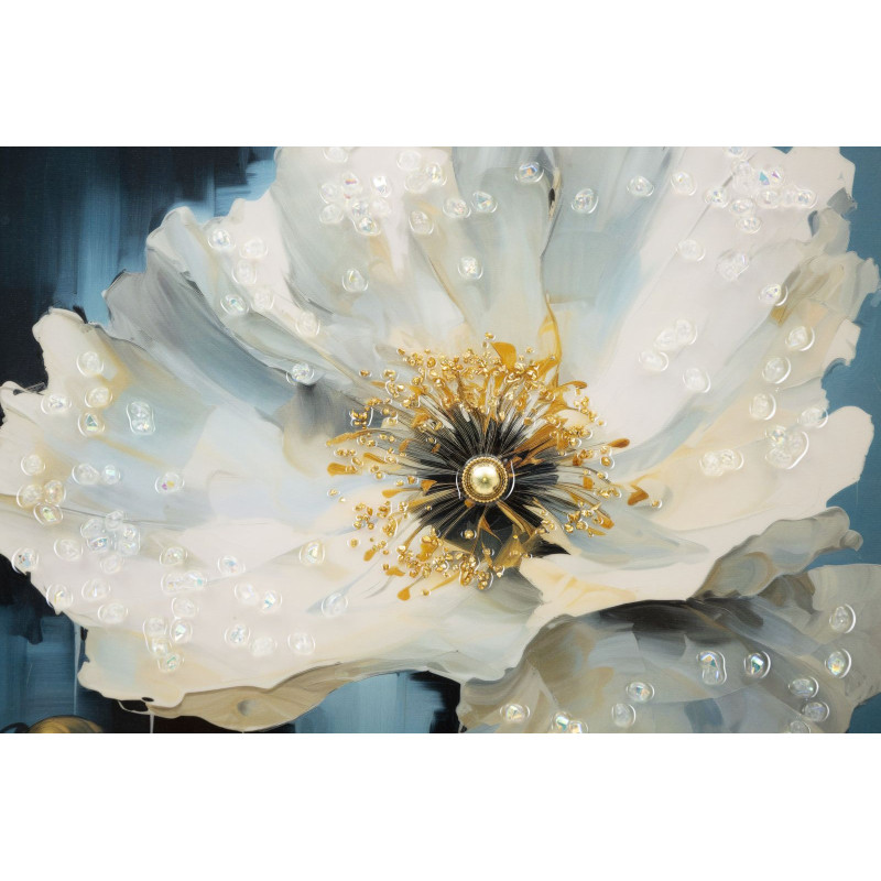 PEINTURE SUR TOILE LAQUÉE BLEUE AVEC CADRE CM 42X3,5X62