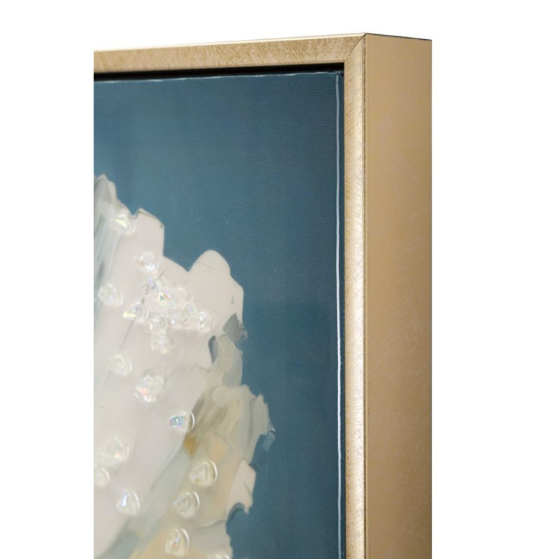 PEINTURE SUR TOILE LAQUÉE BLEUE AVEC CADRE CM 42X3,5X62