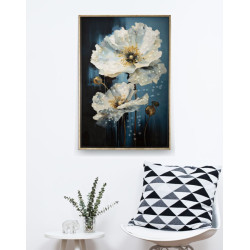PEINTURE SUR TOILE LAQUÉE BLEUE AVEC CADRE CM 42X3,5X62