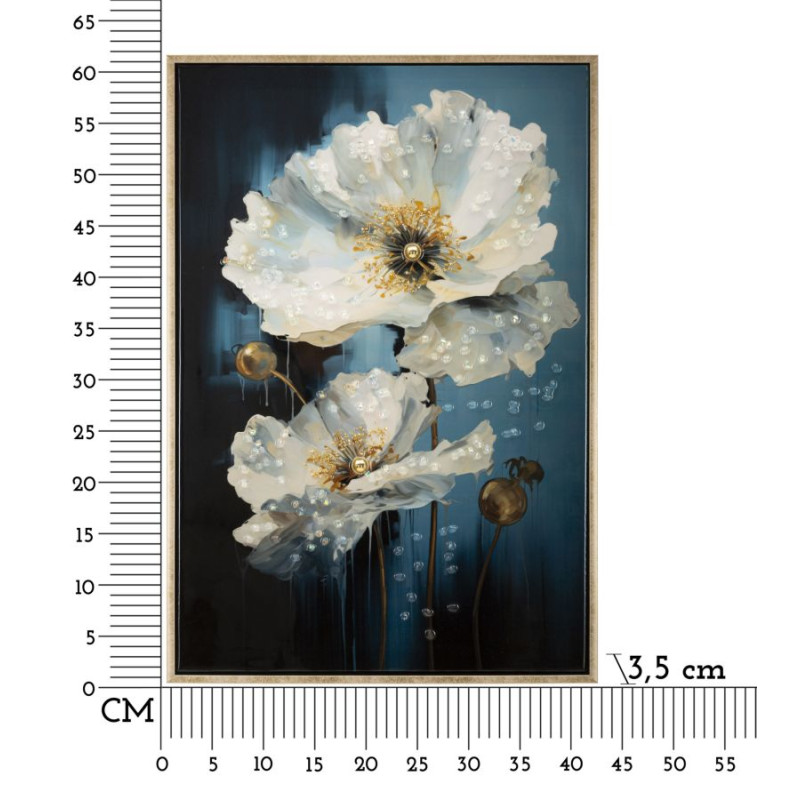 PEINTURE SUR TOILE LAQUÉE BLEUE AVEC CADRE CM 42X3,5X62