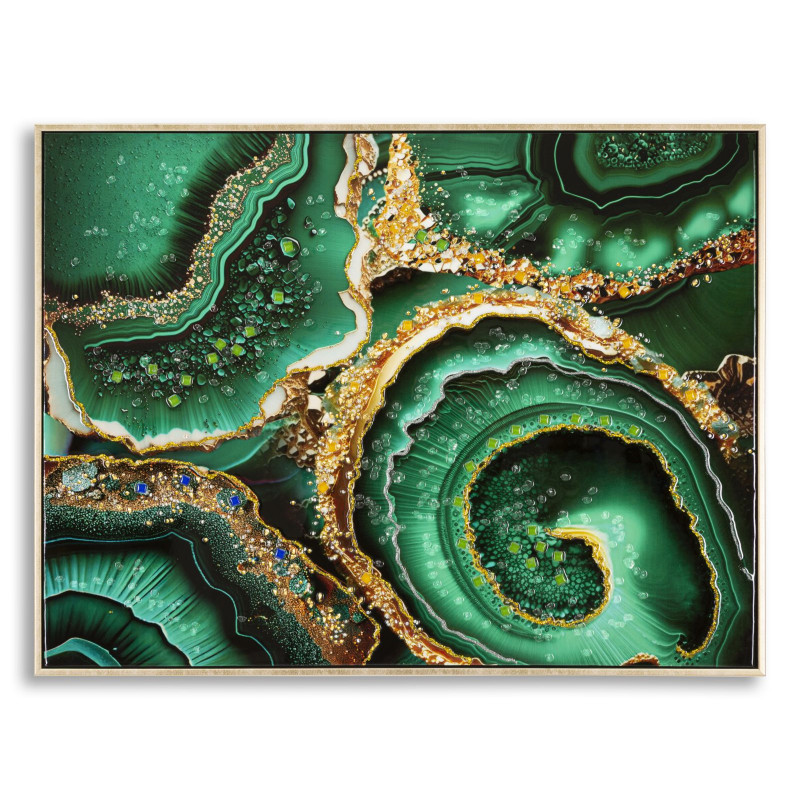 PEINTURE SUR TOILE LAQUÉE ÉMERAUDE -A- AVEC CADRE CM 82X4X62