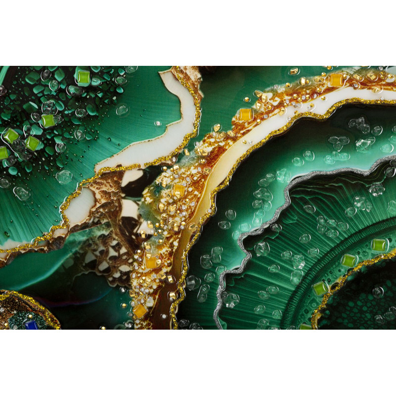 PEINTURE SUR TOILE LAQUÉE ÉMERAUDE -A- AVEC CADRE CM 82X4X62