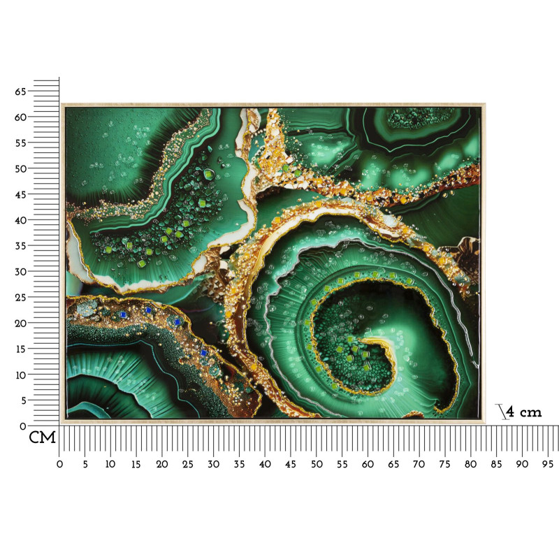 PEINTURE SUR TOILE LAQUÉE ÉMERAUDE -A- AVEC CADRE CM 82X4X62