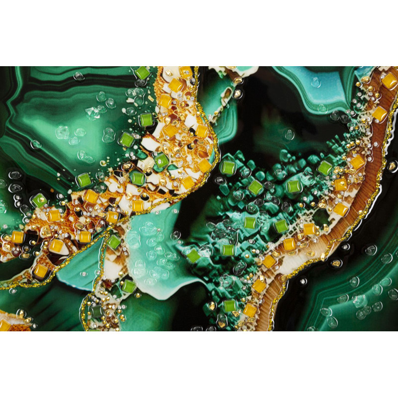 PEINTURE SUR TOILE LAQUÉE ÉMERAUDE -N- AVEC CADRE CM 82X4X62