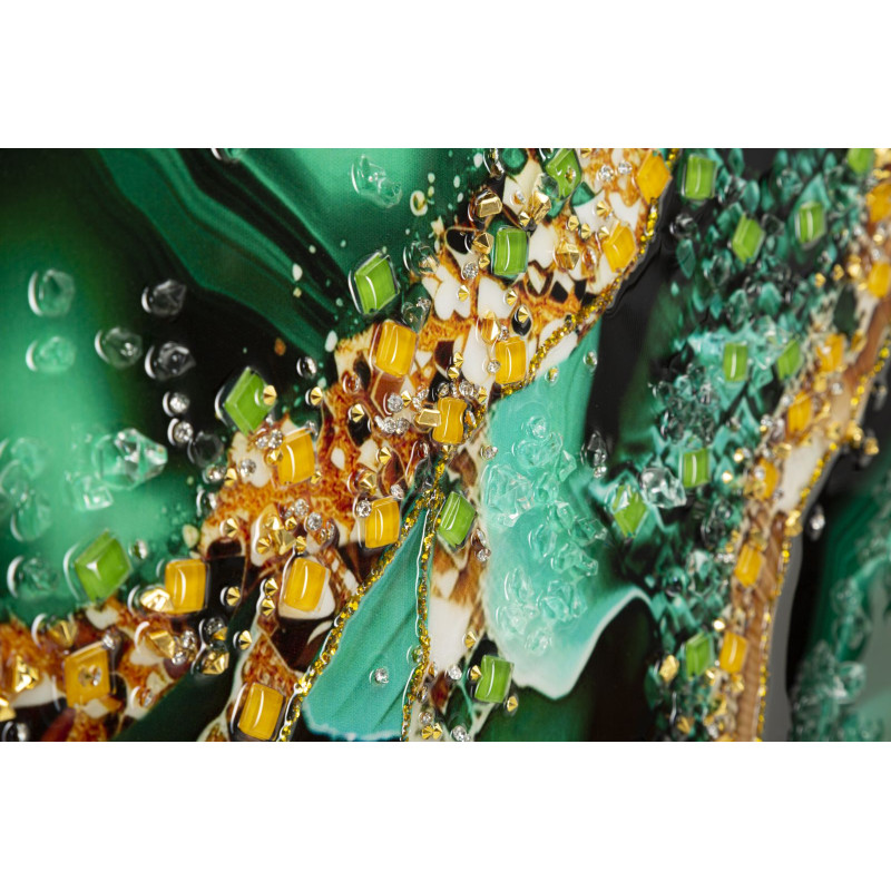 PEINTURE SUR TOILE LAQUÉE ÉMERAUDE -N- AVEC CADRE CM 82X4X62