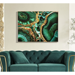 PEINTURE SUR TOILE LAQUÉE ÉMERAUDE -N- AVEC CADRE CM 82X4X62