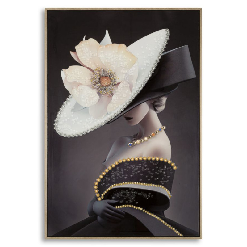 PEINTURE SUR TOILE LAQUÉE WIEN HAT -B- AVEC CADRE CM 62X4X92