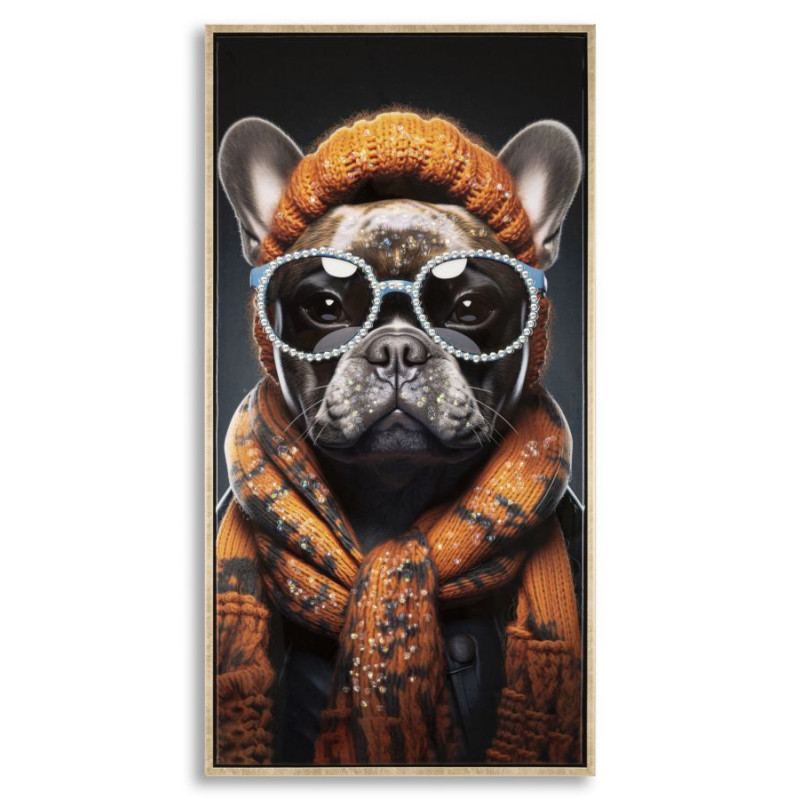 PEINTURE SUR TOILE LAQUÉE BAD BULLY -A- AVEC CADRE CM 42,5X2,8X82,5