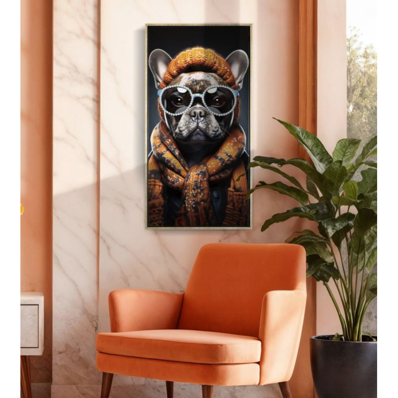 PEINTURE SUR TOILE LAQUÉE BAD BULLY -A- AVEC CADRE CM 42,5X2,8X82,5