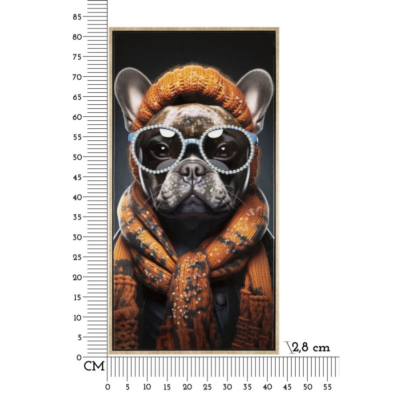 PEINTURE SUR TOILE LAQUÉE BAD BULLY -A- AVEC CADRE CM 42,5X2,8X82,5