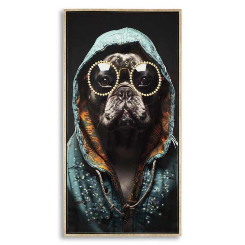 PEINTURE SUR TOILE LAQUÉE BAD BULLY -N- AVEC CADRE CM 42,5X2,8X82,5