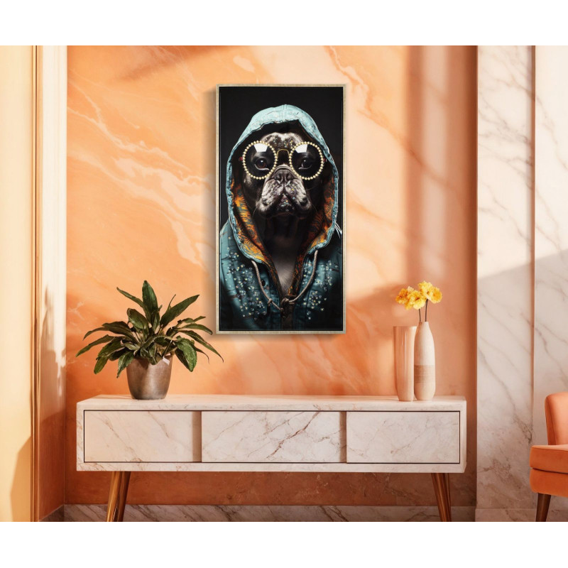 PEINTURE SUR TOILE LAQUÉE BAD BULLY -N- AVEC CADRE CM 42,5X2,8X82,5