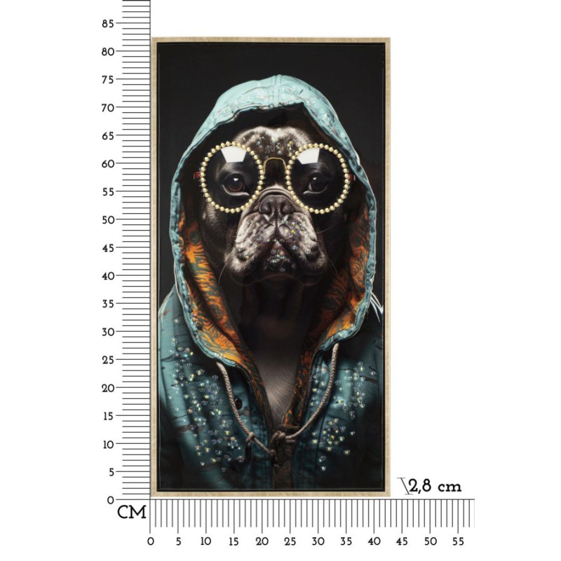 PEINTURE SUR TOILE LAQUÉE BAD BULLY -N- AVEC CADRE CM 42,5X2,8X82,5