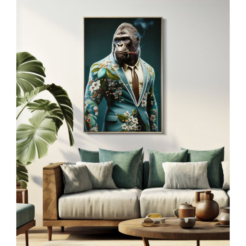 PEINTURE SUR TOILE LAQUÉE KONGY -B- AVEC CADRE CM 62X4X92