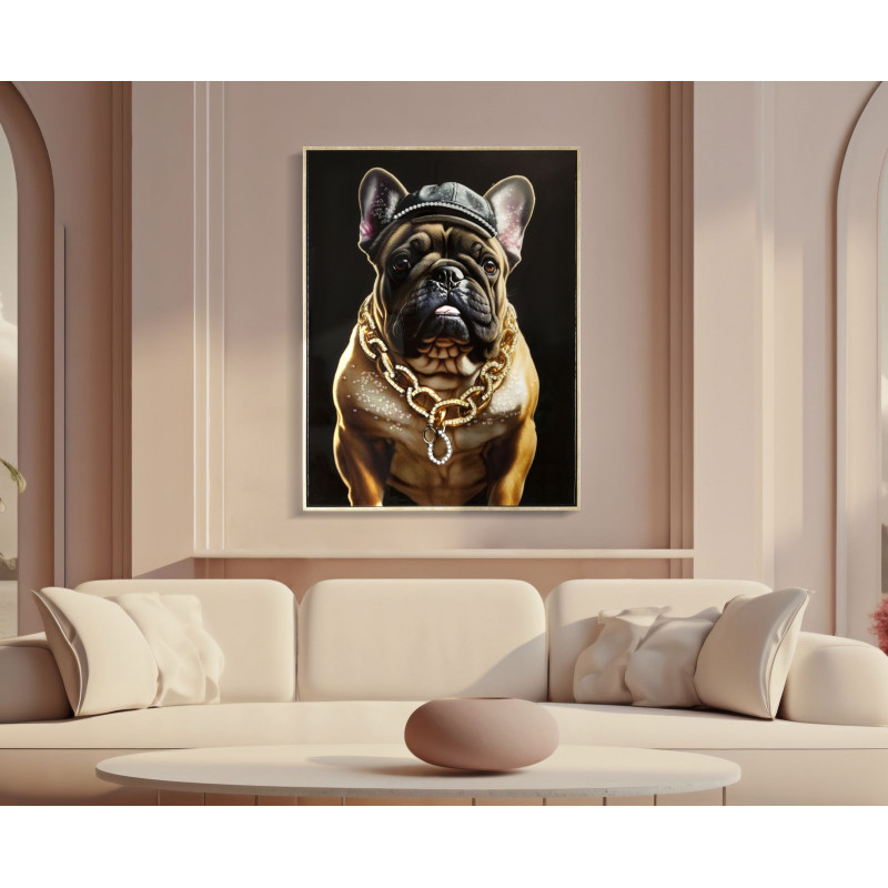 PEINTURE SUR TOILE LAQUÉE BULLY AVEC CADRE CM 62X4X82
