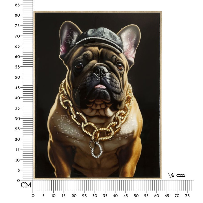 PEINTURE SUR TOILE LAQUÉE BULLY AVEC CADRE CM 62X4X82