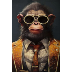 PEINTURE SUR TOILE LAQUÉE SINGE AVEC CADRE CM 52,5X2,8X72,5