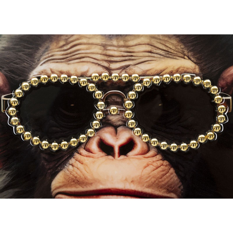 PEINTURE SUR TOILE LAQUÉE SINGE AVEC CADRE CM 52,5X2,8X72,5