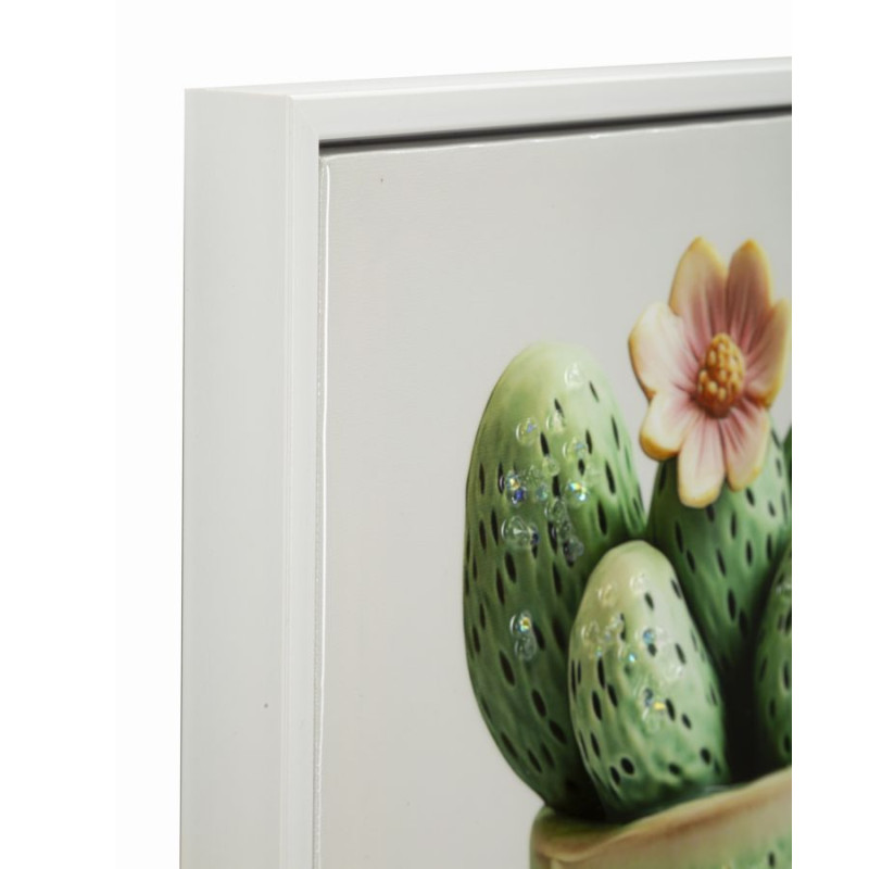 IMPRESSION SUR TOILE LAQUÉE AVEC CADRE POT DE CACTUS -A- CM 40X2,8X40