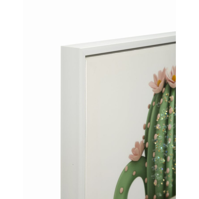 IMPRESSION SUR TOILE LAQUÉE AVEC CADRE POT DE CACTUS -B- CM 40X2,8X40